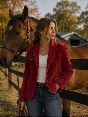 Marlboro Classics‎ Women's Red Corduroy Blazer Jacket